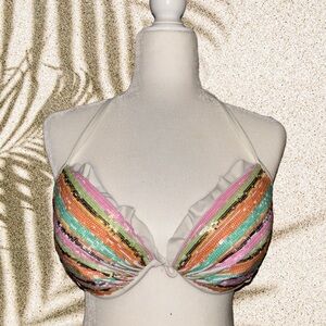 Victoria’s Secret Striped Multicolor Halter Bikini Top